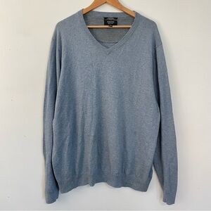 Cashmere Merino Wool V-Neck Light Dusty Blue Oversized Slouchy Sweater